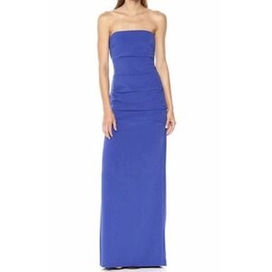 Nicole Miller Collection Y2K Strapless Gown Size 8 Blue Cocktail Formal Dress